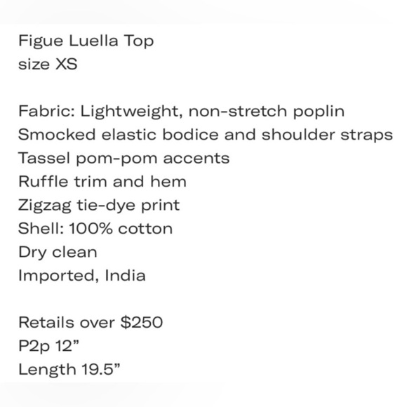 Figue Luella chevron tie dye tribal black/tan/cream shirred peplum top/vest xs - Picture 11 of 13